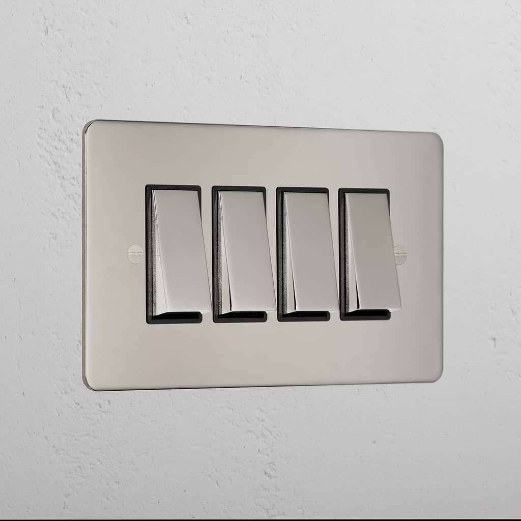 4G Two Way Rocker Switch - Polished Nickel Black