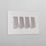 4G Two Way Rocker Switch _ Paintable Polished Nickel White 