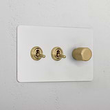 3G Mixed Switch 2T1D _ Paintable Antique Brass
