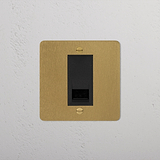 BT Master Socket in Antique Brass Black finish, 1G socket module with classic design for wall mounting.
