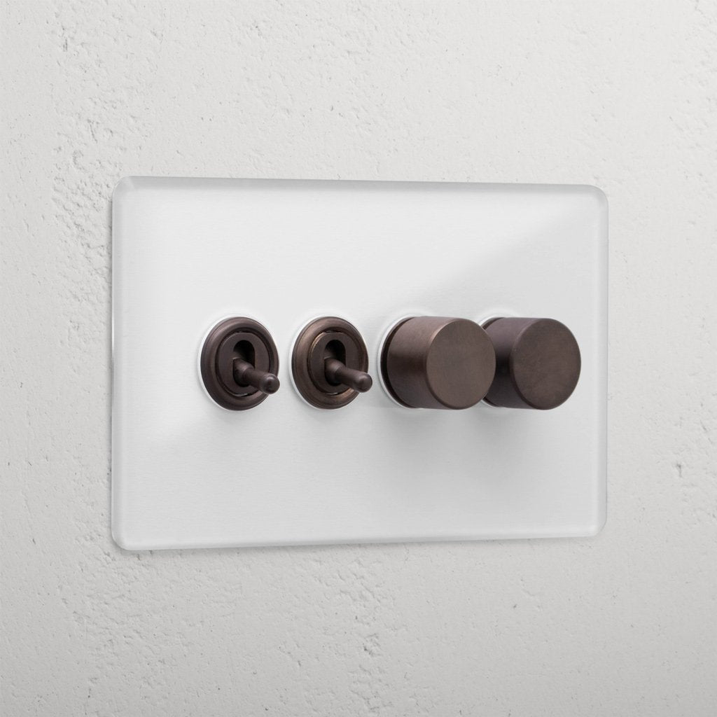 Clear Bronze 4 Gang Mixed Premium Light Switch