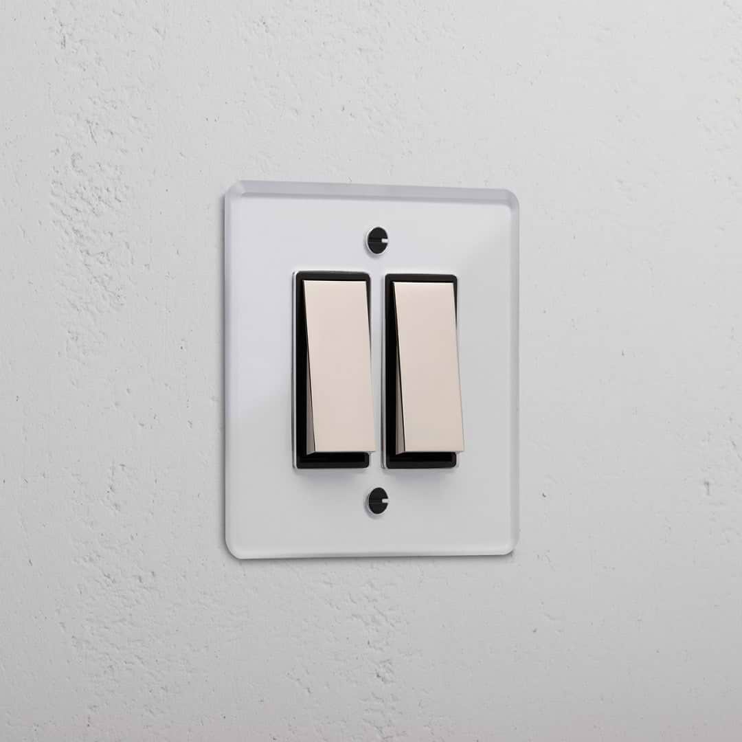 2G Two Way Rocker Switch - Clear Polished Nickel Black