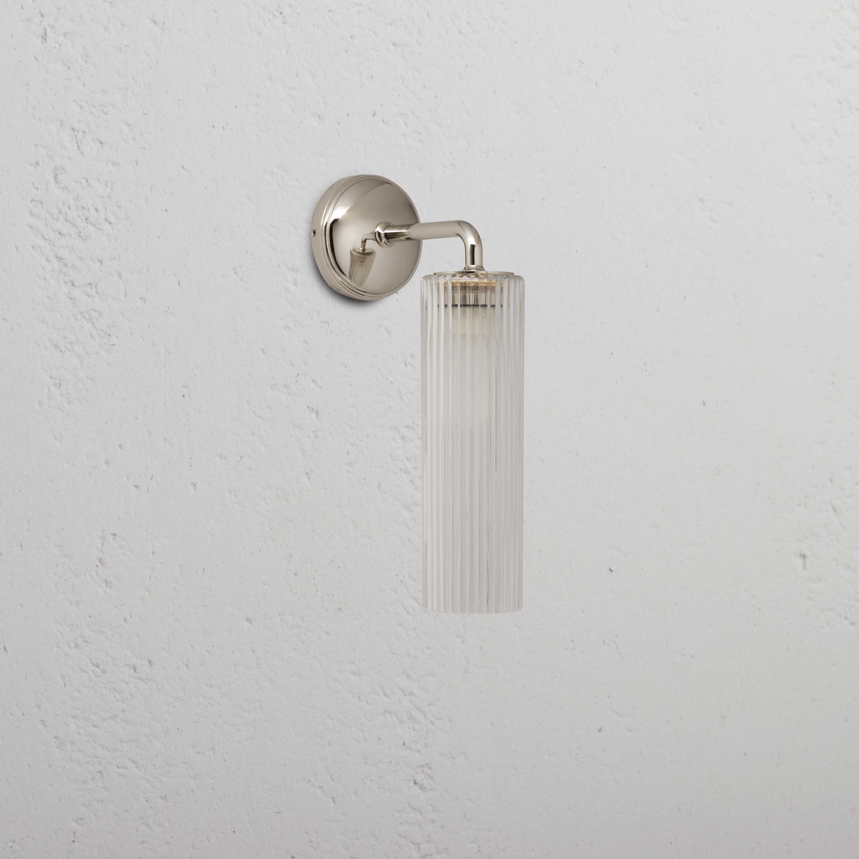 Claremont Small Wall Light Fluted Glass - Polished Nickel