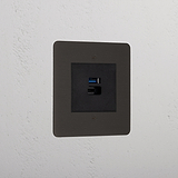 Bronze Designer Usb A+C Fast Charge Socket Black