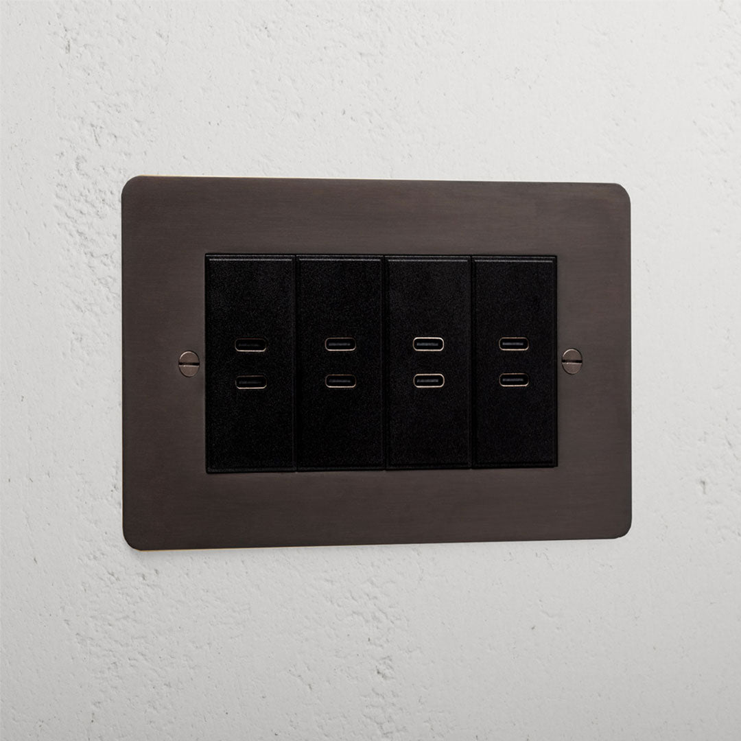 Bronze Premium 8x Usb-C Ports Socket Black