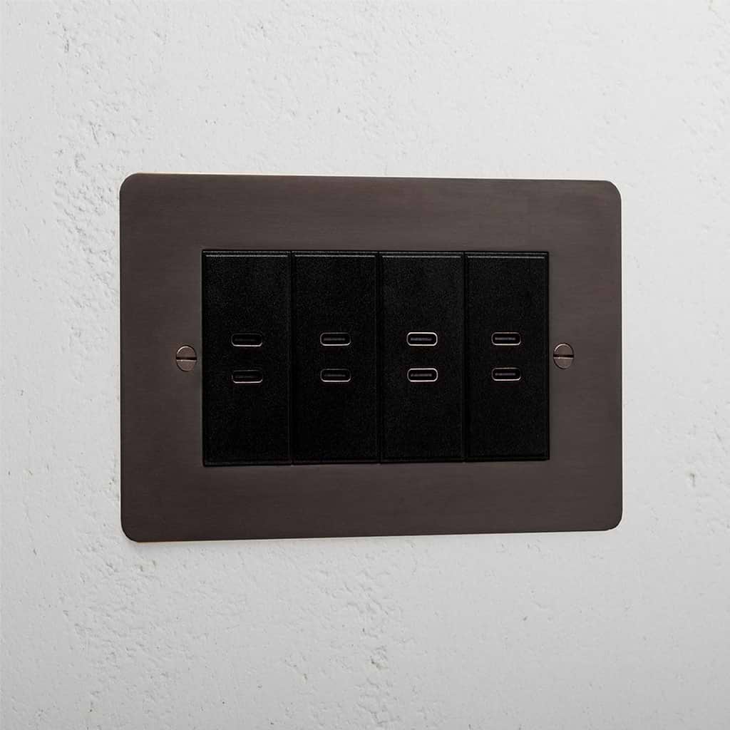 Bronze Premium 8x Usb-C Ports Socket Black