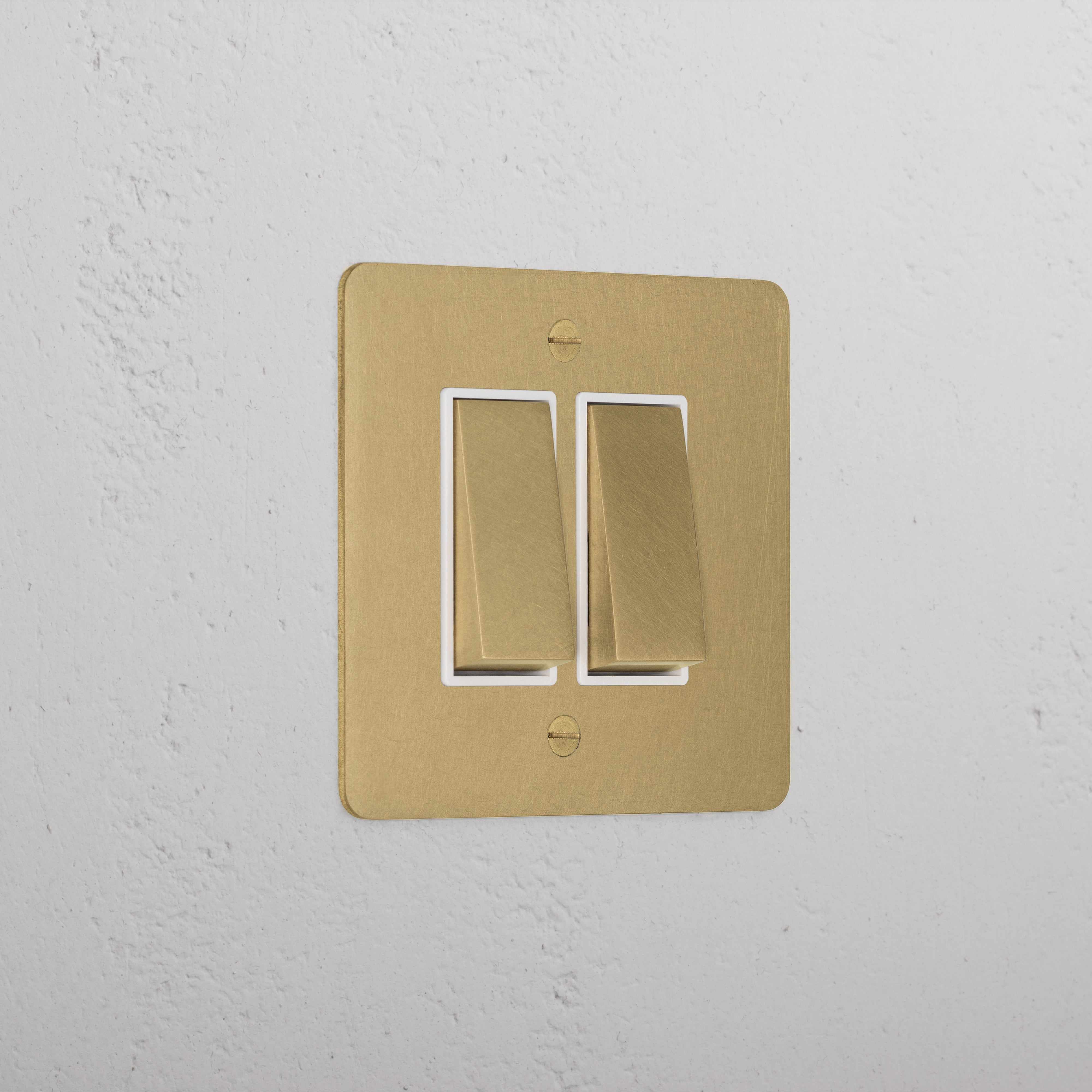 2G Two Way Rocker Switch - Antique Brass White