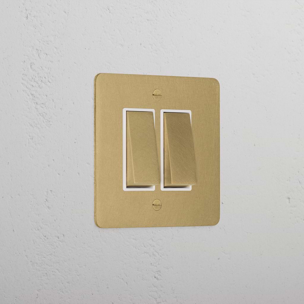 2G Two Way Rocker Switch - Antique Brass White