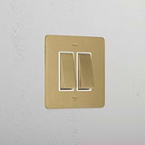 2G Two Way Rocker Switch - Antique Brass White
