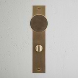Onslow Long Plate Sprung Door Knob & Thumbturn - Antique Brass