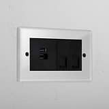 Clear 2x Cat6 And Usb A+C Fast Charge Designer Socket Black