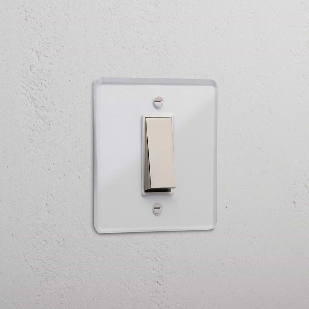 1G Centre Retractive Rocker Switch - Clear Polished Nickel White