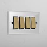 4G Two Way Rocker Switch - Clear Antique Brass Black