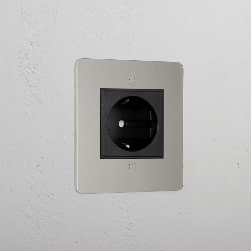Elegant Polished Nickel Shuko Socket Black