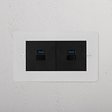 2G Sockets & Modules: '2X USB A+C Fast Charge Socket - Paintable Black' with sleek, adaptable design for easy charging.