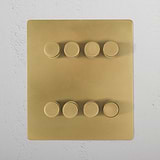 antique brass elegant 8 gang dimmer switch on wall