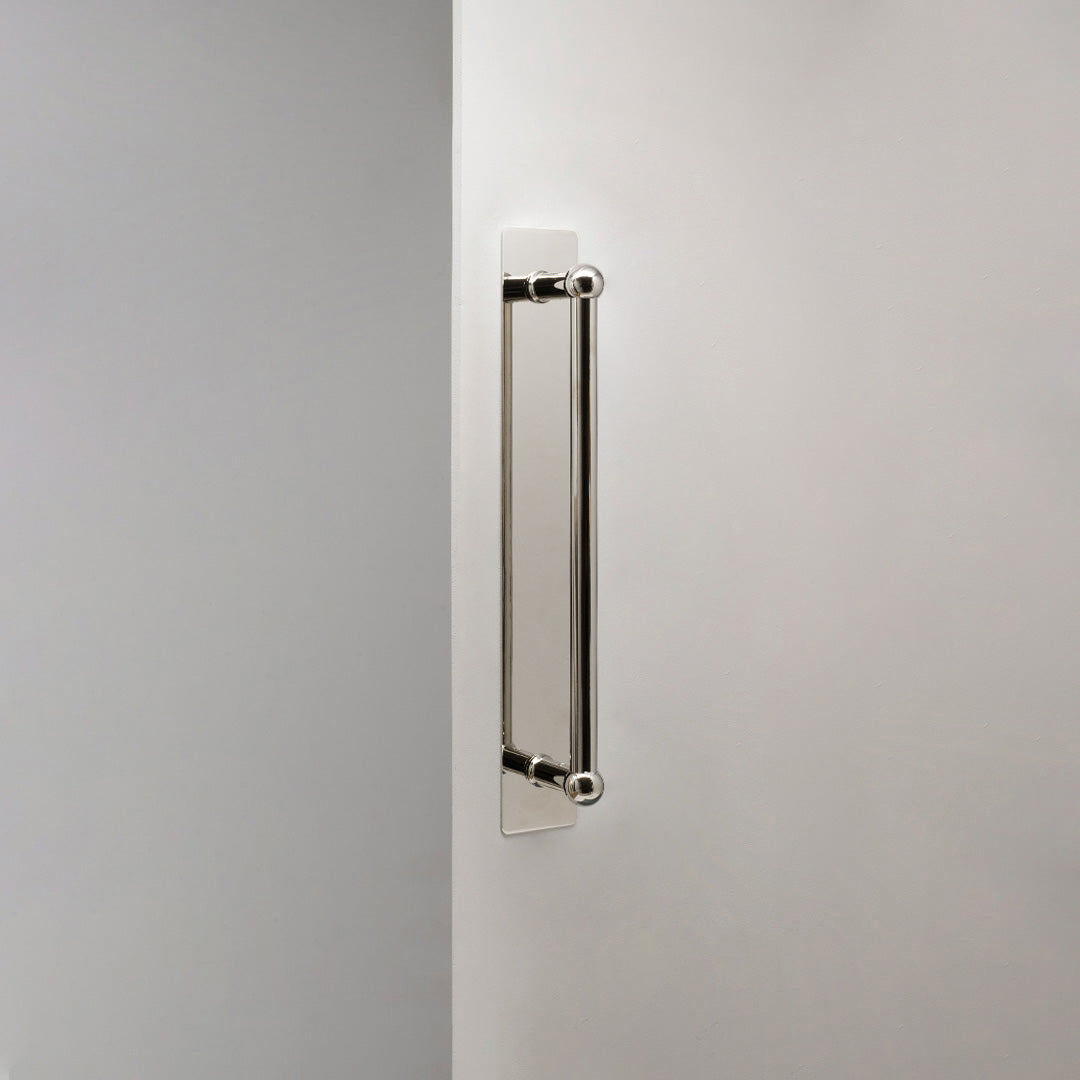 Harper Single Pull Handle with Plate 320mm - Polished Nickel