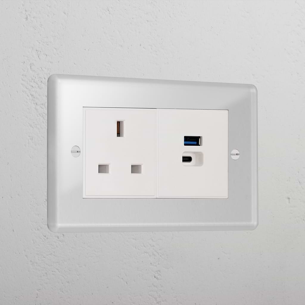 Single Socket + USB A+C Fast Charge | Clear White – Corston
