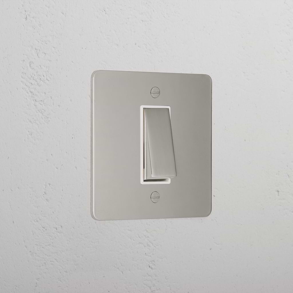 1G Two Way Rocker Switch - Polished Nickel White