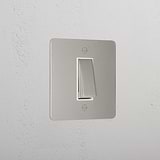 1G Two Way Rocker Switch - Polished Nickel White