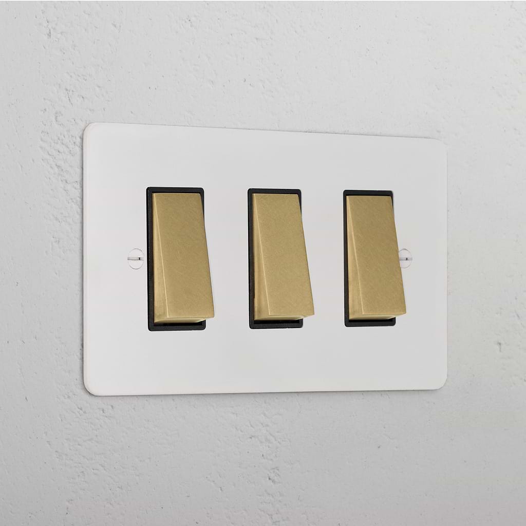 3G Two Way Rocker Switch _ Paintable Antique Brass Black