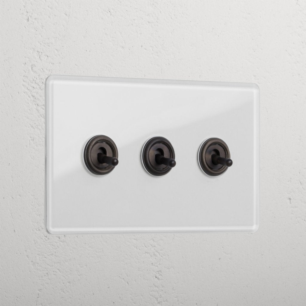 Clear Bronze 3 Gang 2 Way Toggle Interior Light Switch