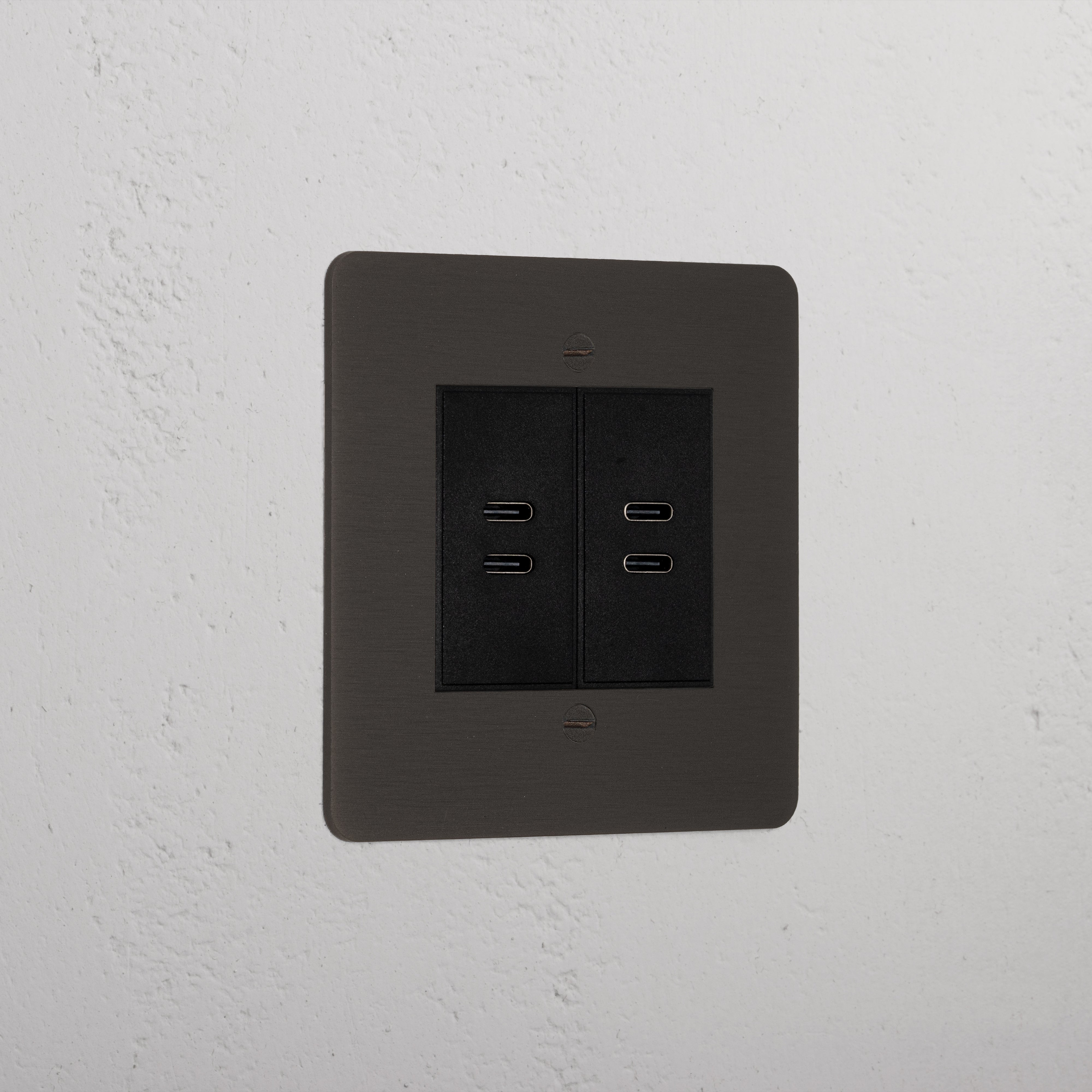 Bronze Modern 2x Usb C+C Socket Black