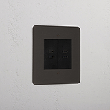 Bronze Modern 2x Usb C+C Socket Black