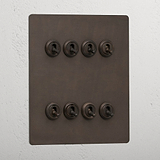 Bronze Elegant 8 Gang 2 Way Toggle Light Switch