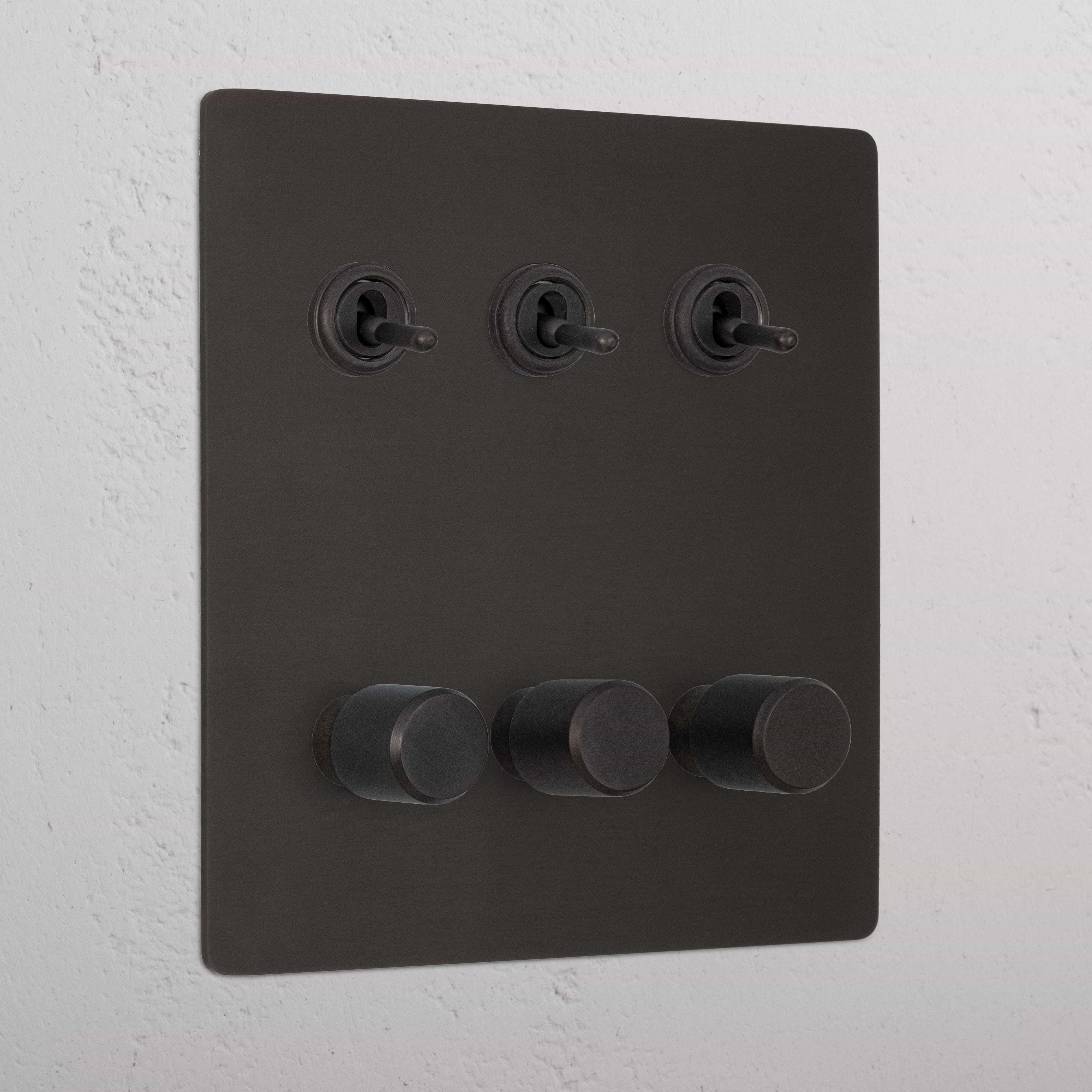 Bronze 6 Gang Mixed Rustic Light Switch