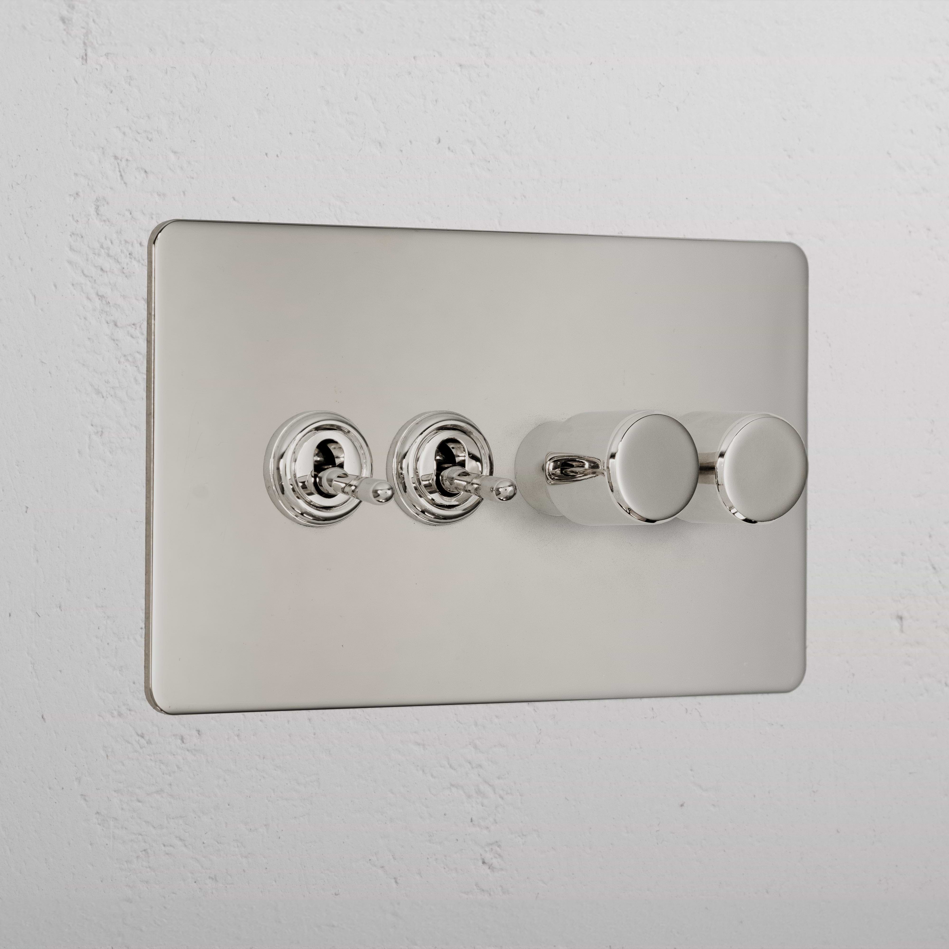 Premium Polished Nickel 4 Gang Mixed Light Switch