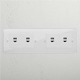 Clear premium 4x USB A+C fast charge socket white