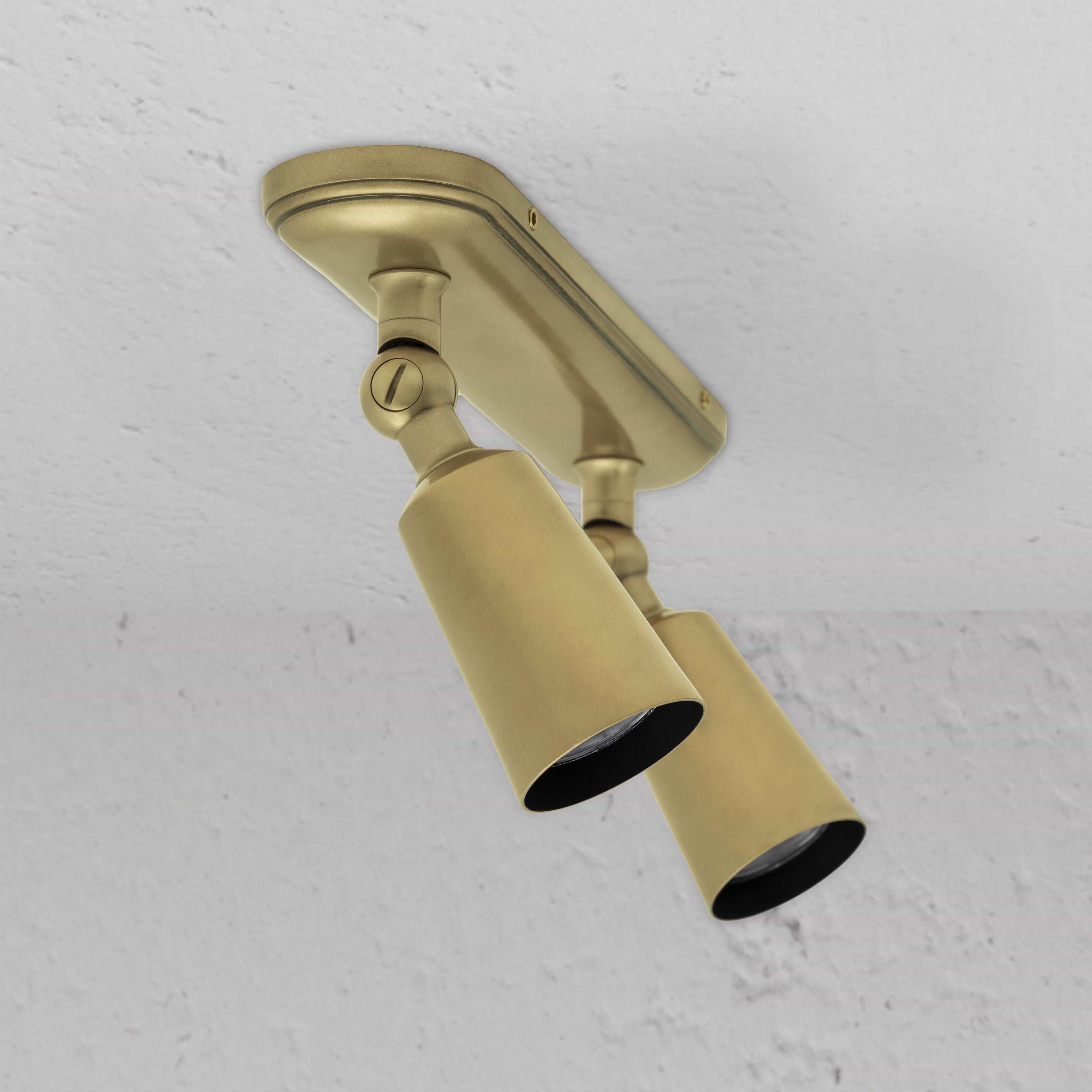 Antique Brass Elegant Baylis Double Spotlight On White Background