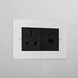 13A Socket + USB A+C Fast Charge _ Paintable Black