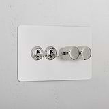 4G Mixed Switch 2T2D _ Paintable Polished Nickel