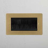Double Module Brush Plate in Antique Brass Black finish, designed for 2G sockets & modules on a white wall.
