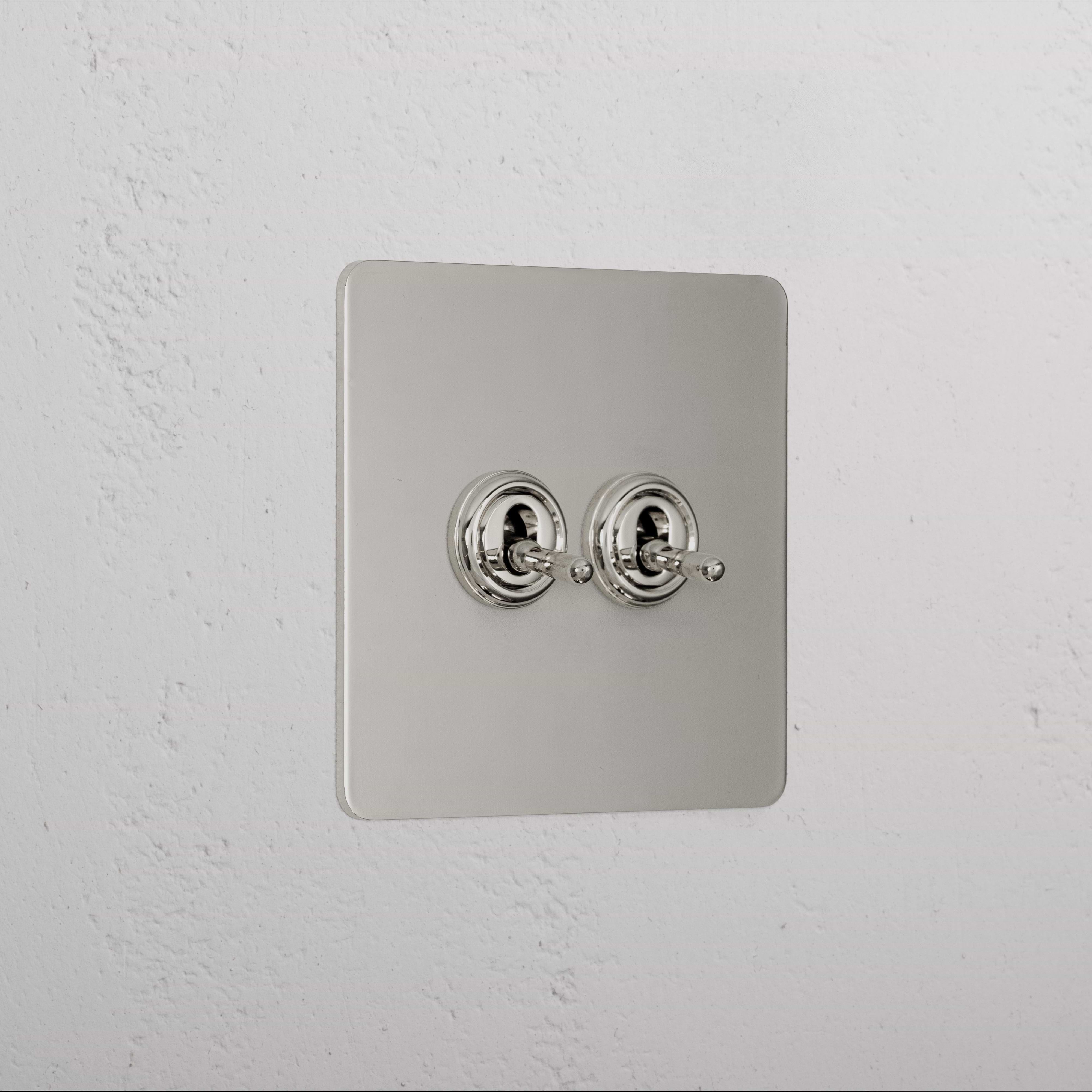 Premium Polished Nickel 2 Gang 2 Way Toggle Light Switch