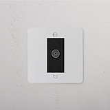 TV Outlet Socket - Paintable Black, 1G Sockets & Modules on a textured white wall.