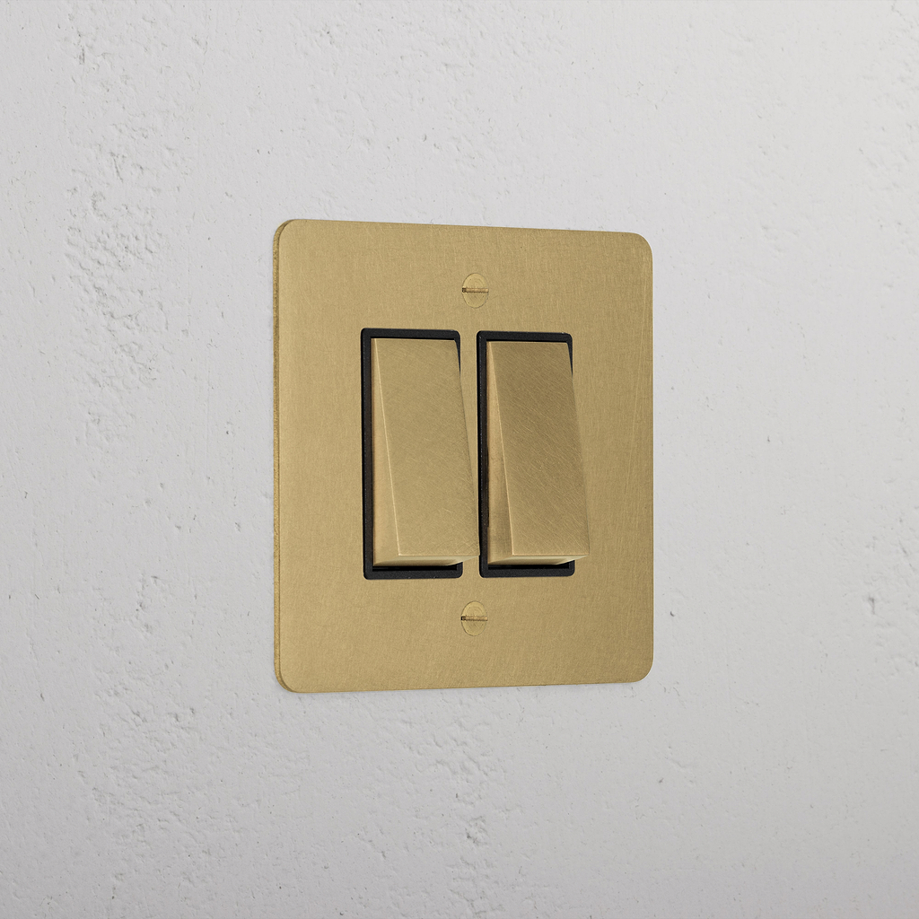 2G Two Way Rocker Switch | Antique Brass Black | Corston