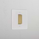 1G Centre Retractive Rocker Switch _ Paintable Antique Brass White