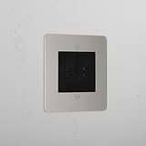 Elegant Polished Nickel 2x Usb C+C Socket Black