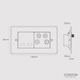 USB A+C Fast Charge + TV Aerial Socket - Clear Black