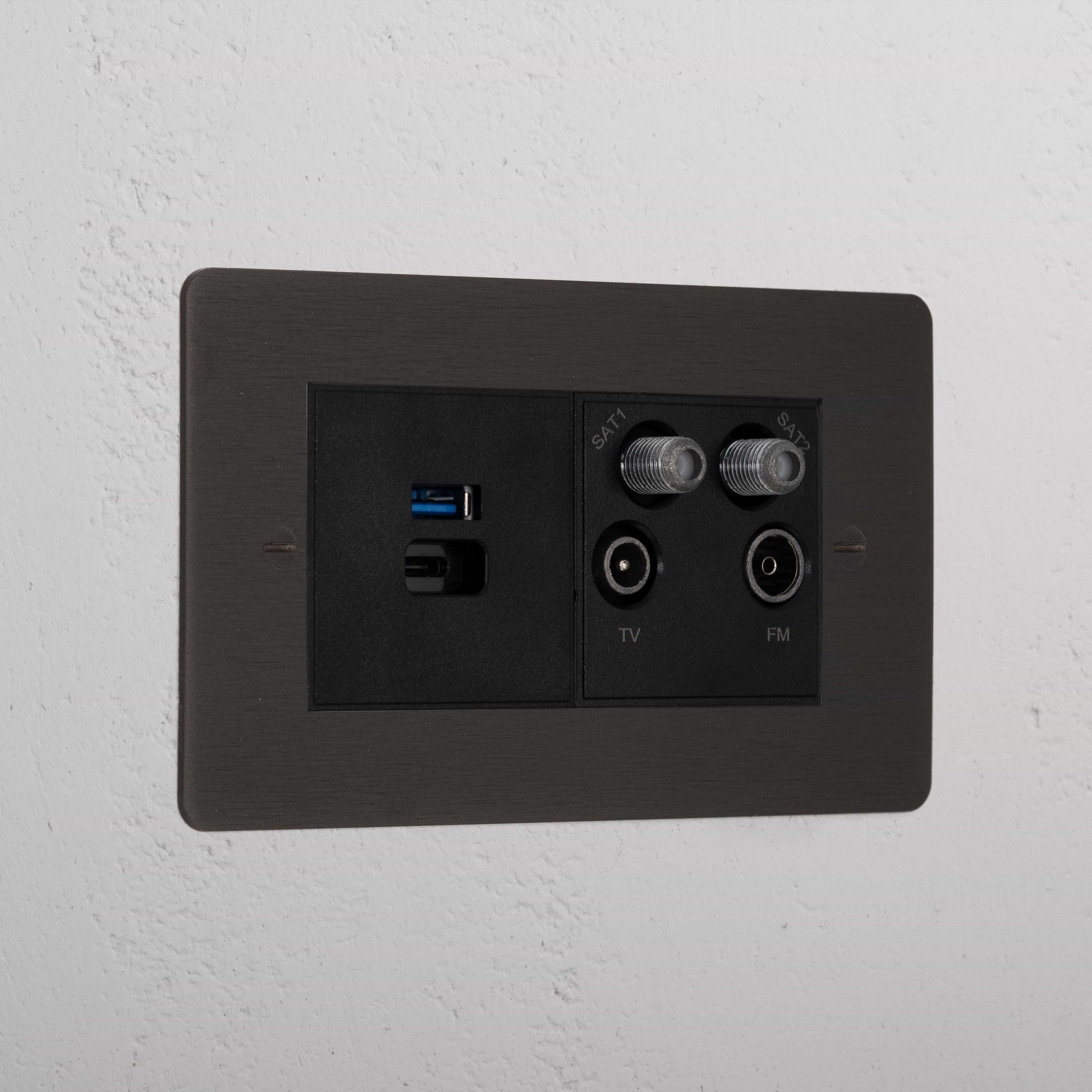 Bronze Luxury Usb A+C Fast Charge And Tv Aerial Socket