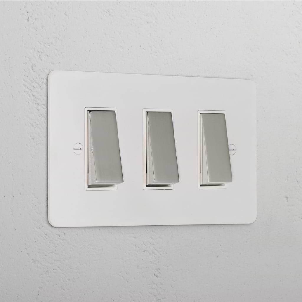 3G Two Way Rocker Switch _ Paintable Polished Nickel White