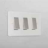 3G Two Way Rocker Switch _ Paintable Polished Nickel White