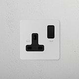 Single Socket UK - Paintable Black, 1G socket; designed to blend in with decor and customizable for a sleek look.