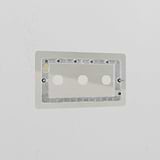 Polished nickel 3G brass switch plate with three openings and included mounting screws.