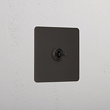 1G Centre Retractive Toggle Switch - Bronze