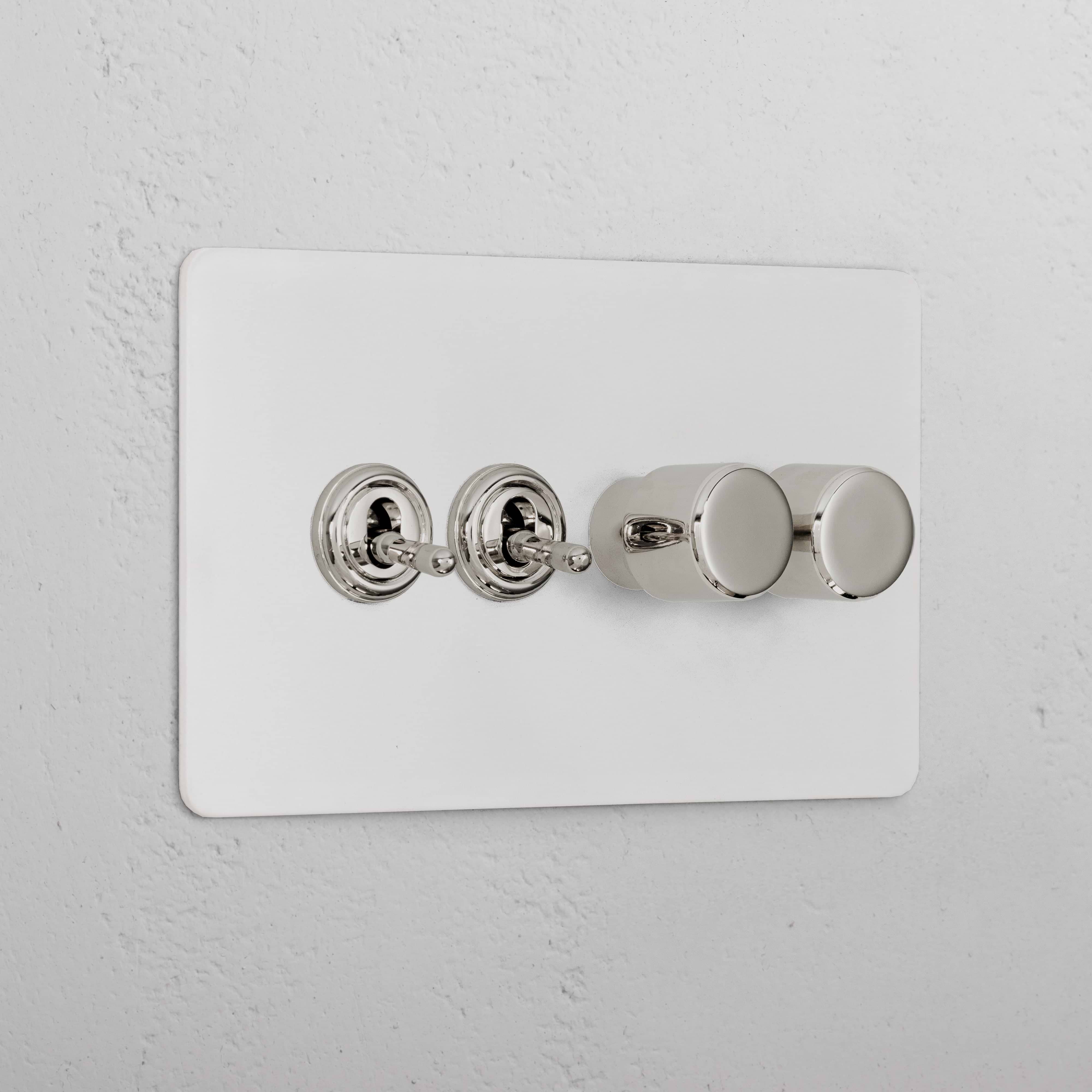 4G Mixed Switch 2T2D - Paintable Polished Nickel