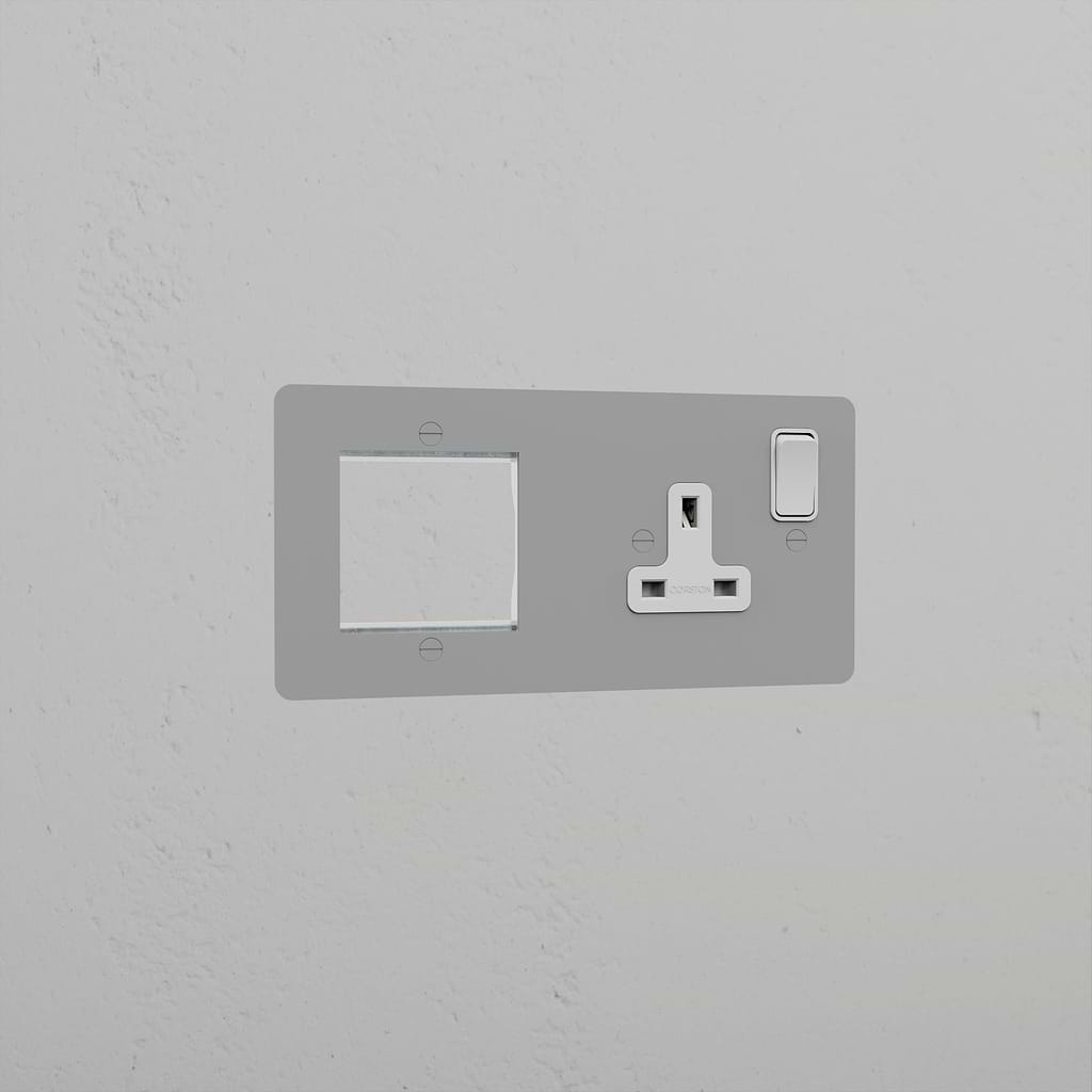 1G 50mm Module & Single Socket UK Plate _ Paintable White